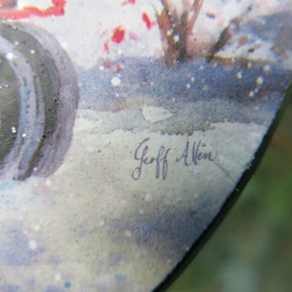 Double Sided Metal Winter Tractor Tree Dog Christmas Round Hanging Decoration - Picture 4 of 6